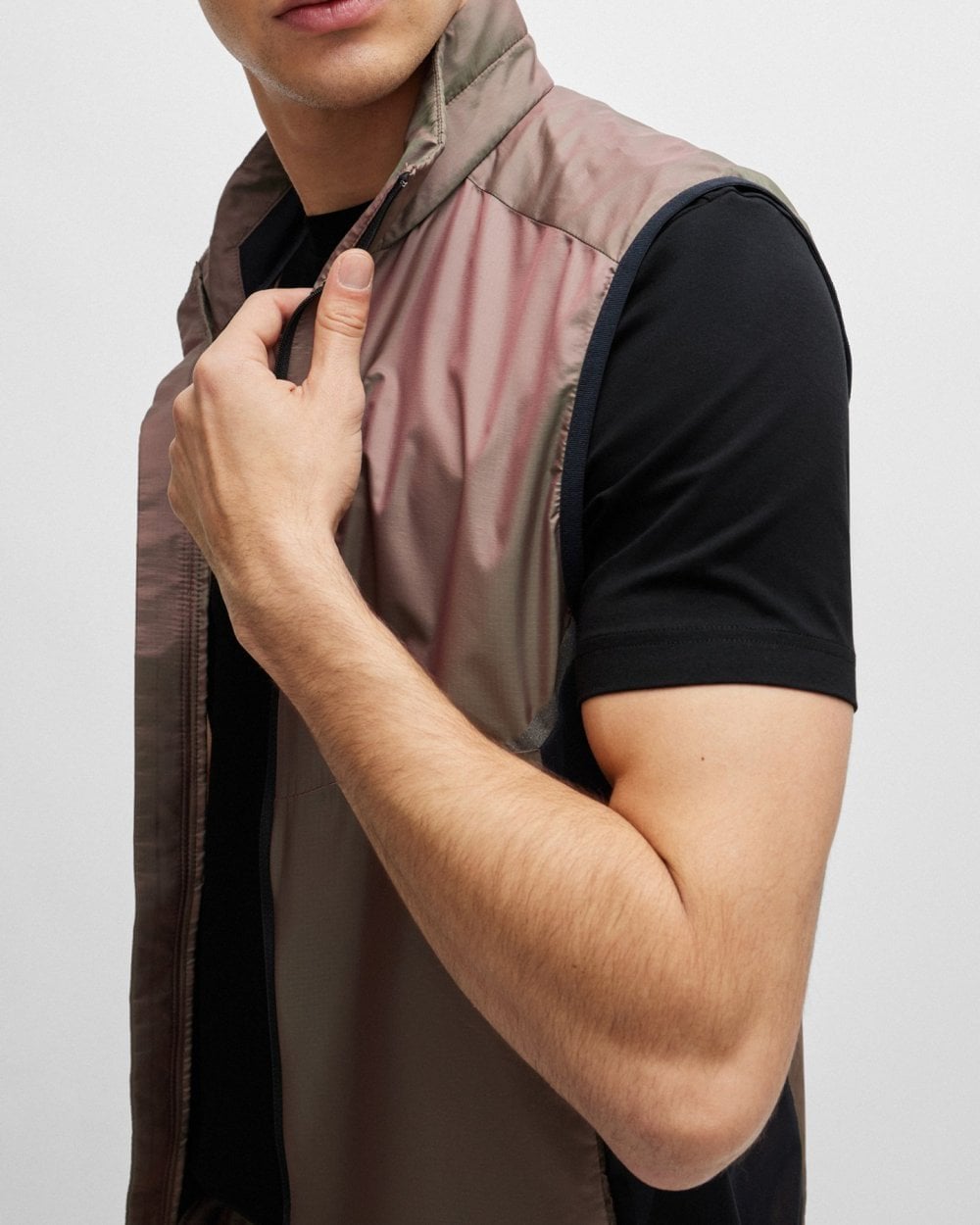 BOSS Green Tee Mens Stretch Cotton T-Shirt with Contrast Logo NOS - Black 001