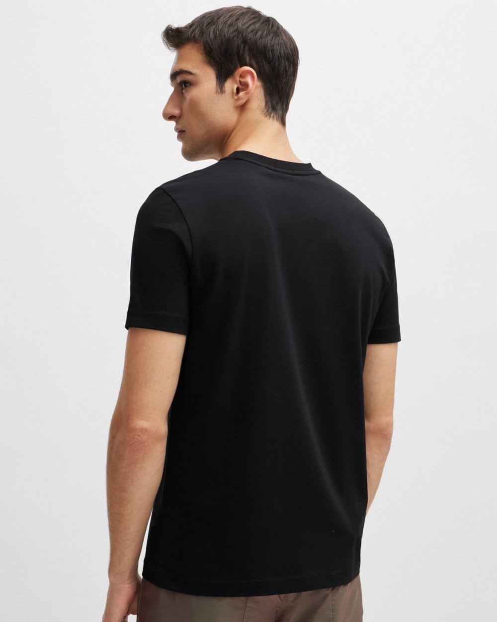 BOSS Green Tee Mens Stretch Cotton T-Shirt with Contrast Logo NOS - Black 001