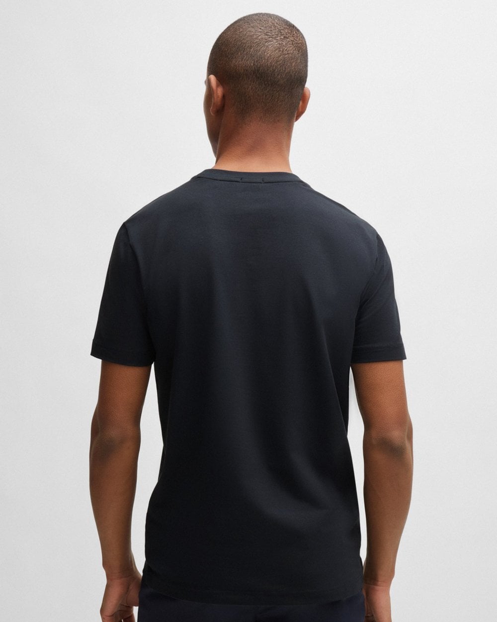 BOSS Green Tee Mens Stretch Cotton T-Shirt with Contrast Logo NOS - Dark Blue 402