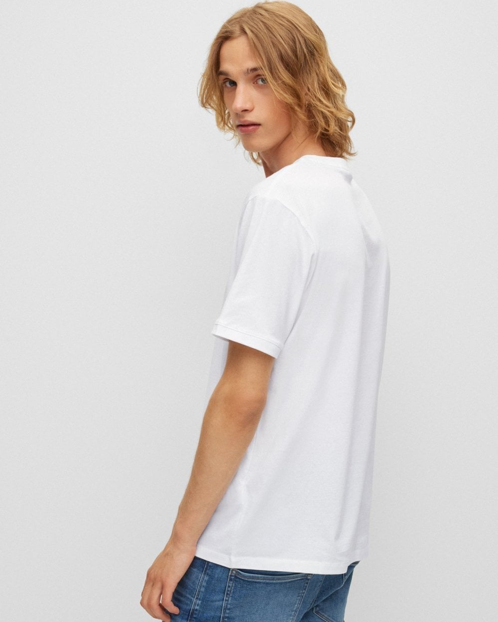 HUGO Diragolino212 Label Logo Mens T-Shirt NOS - White 100