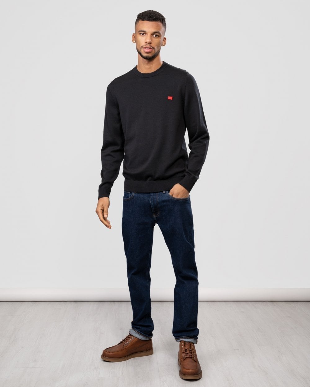 HUGO San Cassius Mens Crew Neck Sweater NOS - Black 001
