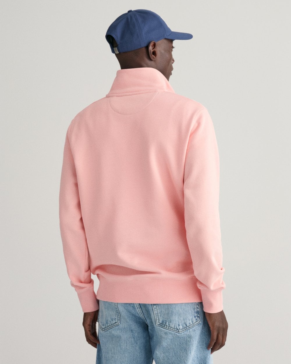 GANT Mens Regular Fit Shield Logo Half Zip Sweatshirt - 671 Bubblegum Pink