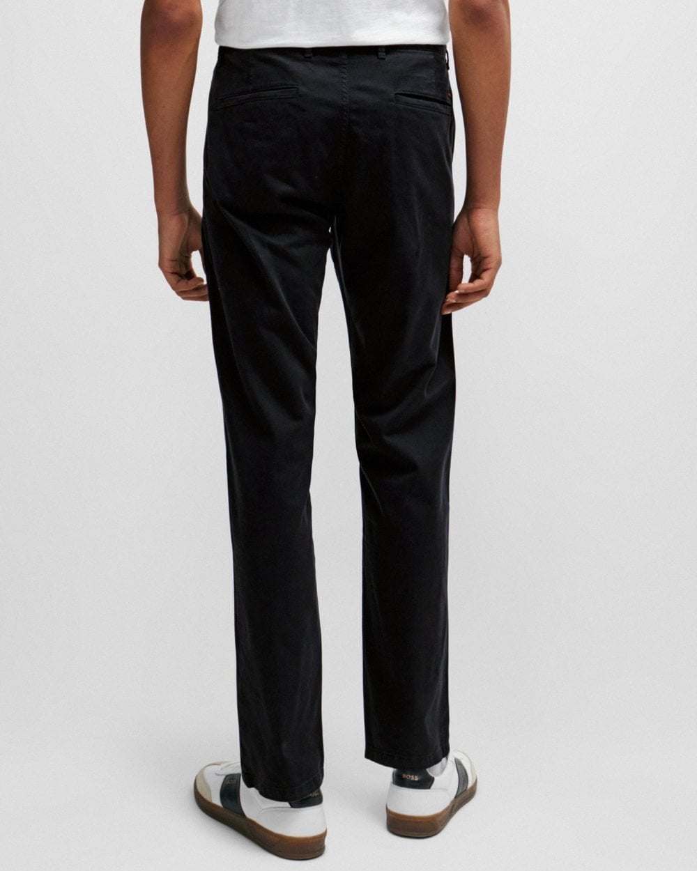 BOSS Orange Mens Slim Fit Chinos in Stretch-Cotton Satin NOS - Black 001