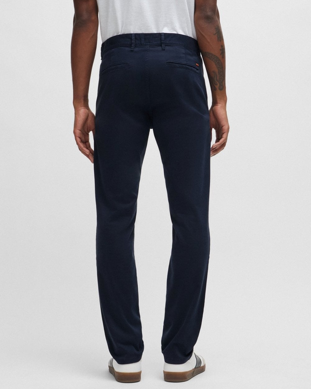 BOSS Orange Mens Slim Fit Chinos in Stretch-Cotton Satin NOS - Dark Blue 404