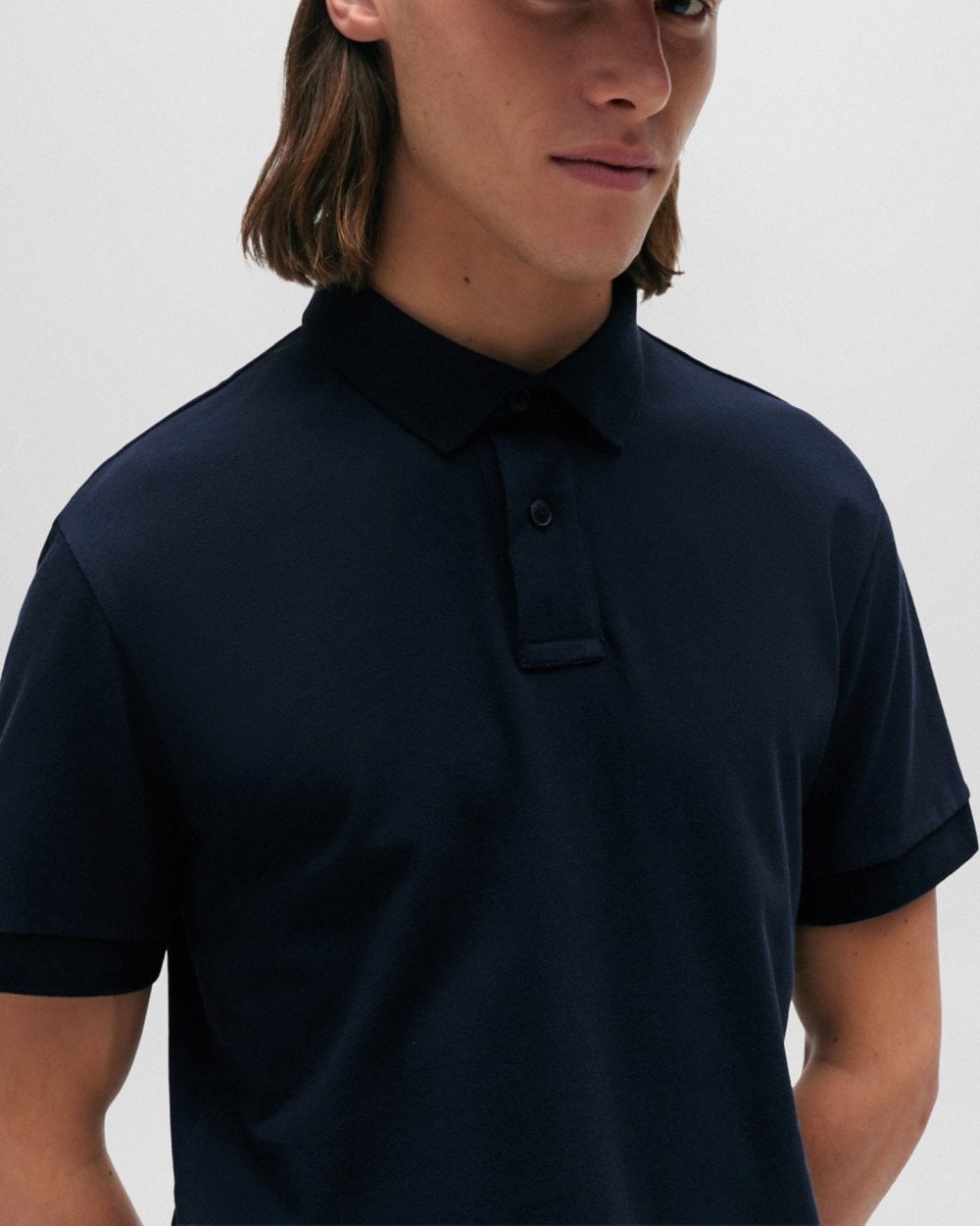 BOSS Orange Passenger Mens Stretch-Cotton Slim-Fit Polo Shirt with Logo Patch NOS - Dark Blue 404