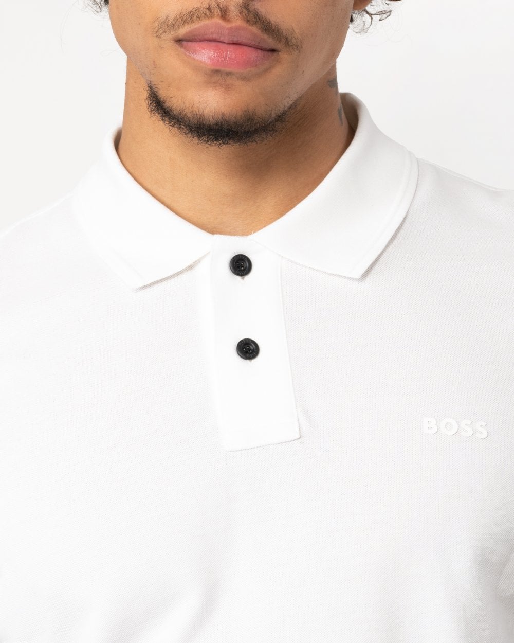 BOSS Orange Prime Mens Cotton-Piqué Polo Shirt with Logo Print NOS - White 100