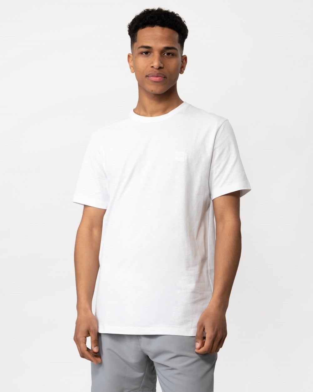 BOSS Orange Tales Mens Cotton-Jersey T-shirt With Logo Patch NOS - White 100