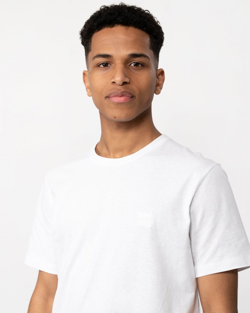 BOSS Orange Tales Mens Cotton-Jersey T-shirt With Logo Patch NOS - White 100