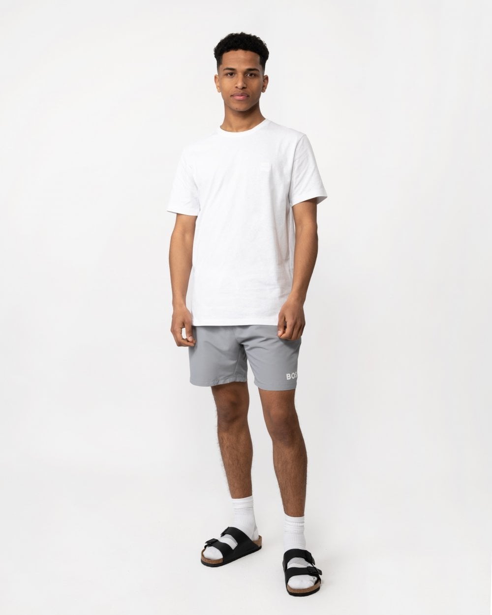 BOSS Orange Tales Mens Cotton-Jersey T-shirt With Logo Patch NOS - White 100