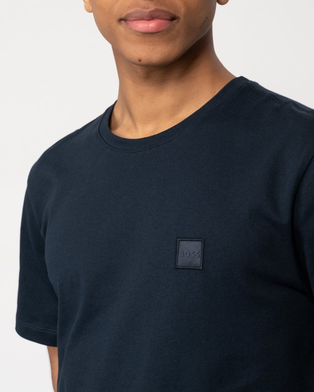 BOSS Orange Tales Mens Cotton-Jersey T-shirt With Logo Patch NOS - Dark Blue 404