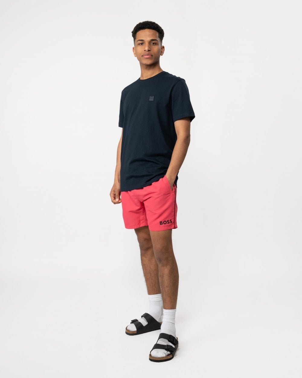 BOSS Orange Tales Mens Cotton-Jersey T-shirt With Logo Patch NOS - Dark Blue 404