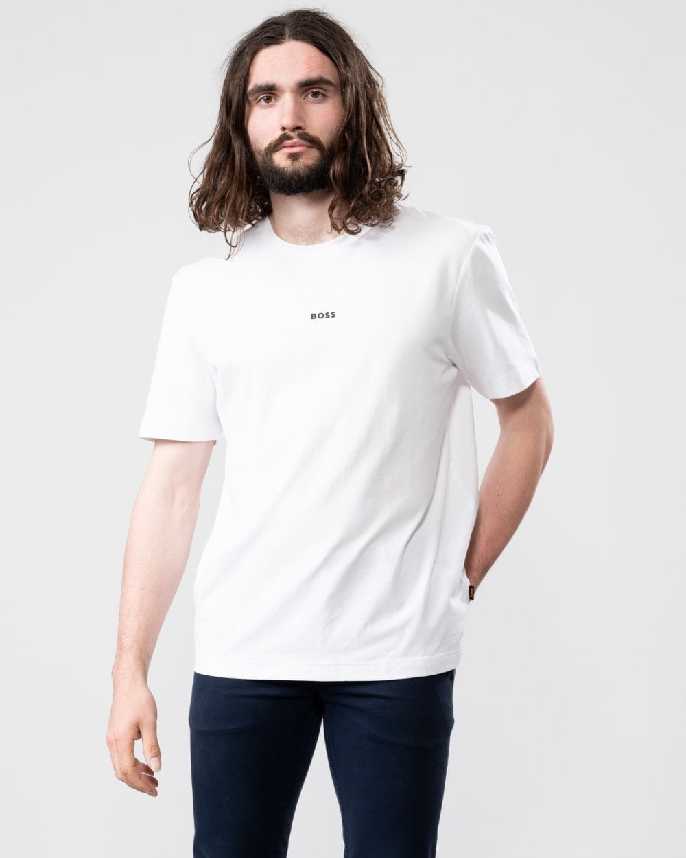 BOSS Orange TChup Mens Crew Neck Small Logo T-Shirt NOS - White 100