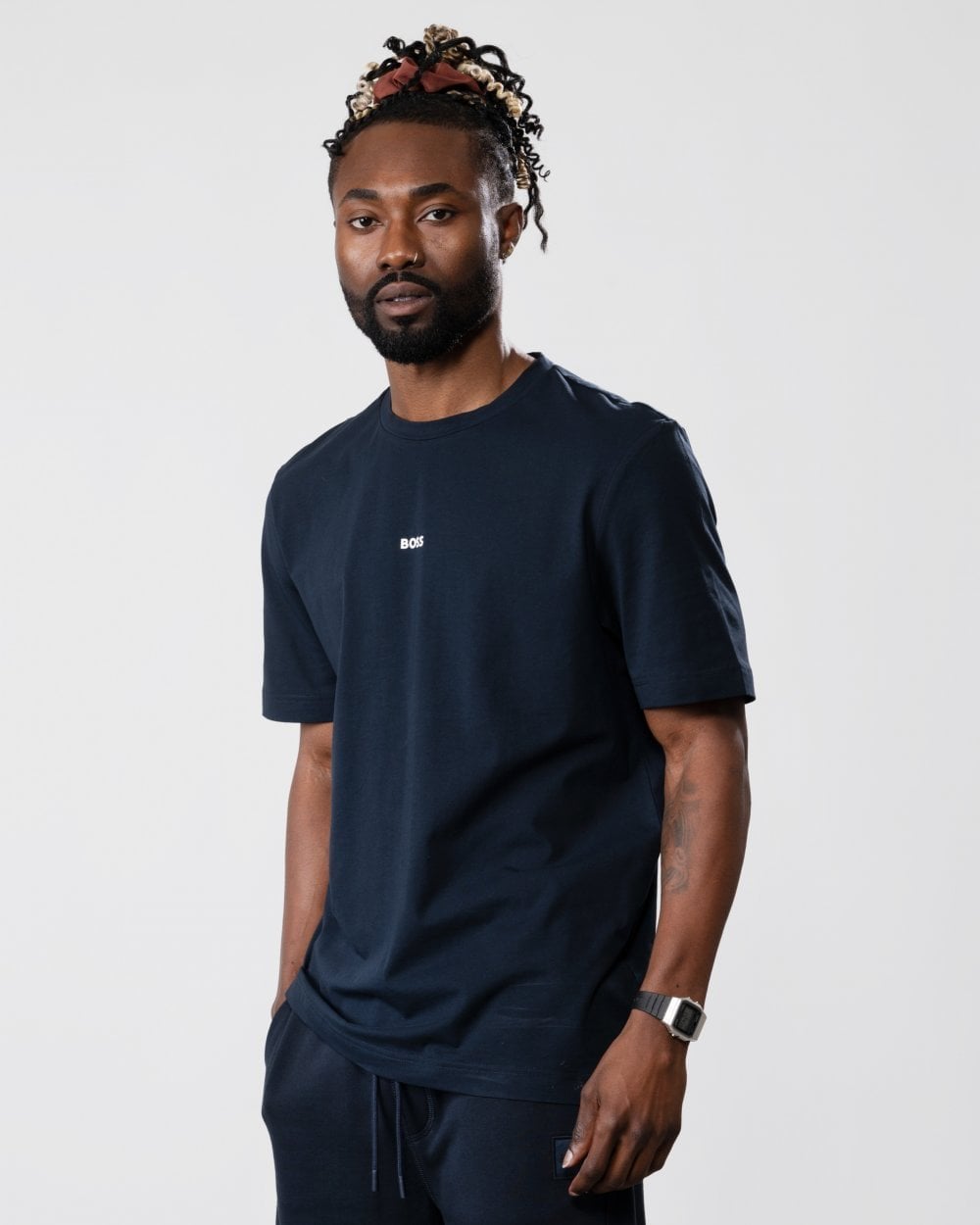 BOSS Orange TChup Mens Crew Neck Small Logo T-Shirt NOS - Dark Blue 404