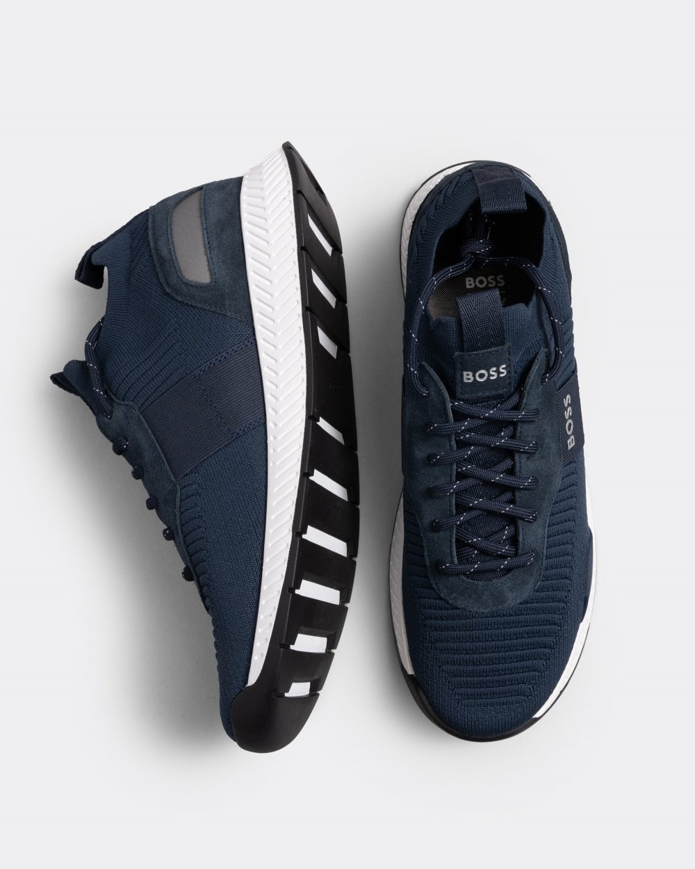 BOSS Orange Titanium_Runn Mens Structured-Knit Sock Trainers With Branding NOS - Dark Blue 401