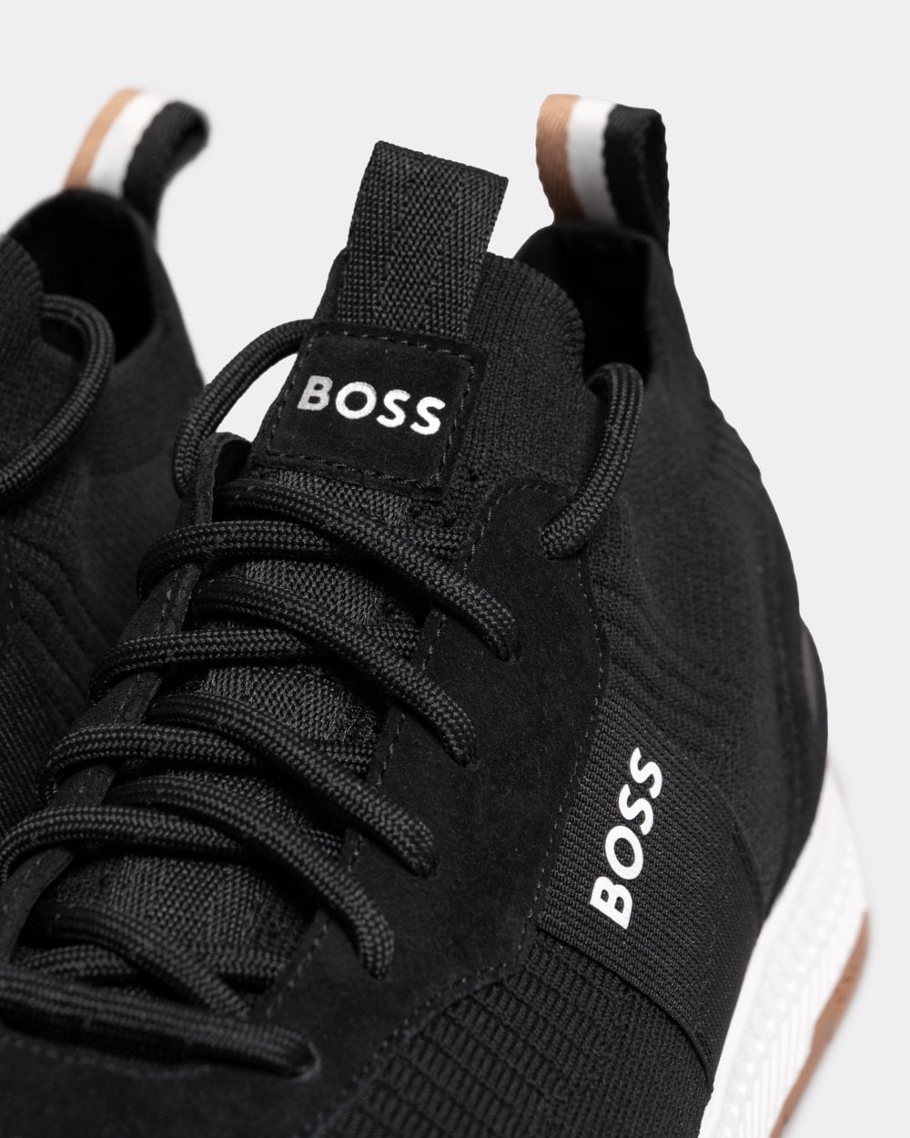 BOSS Orange Titanium_Runn Mens Structured-Knit Sock Trainers With Branding NOS - Charcoal 014