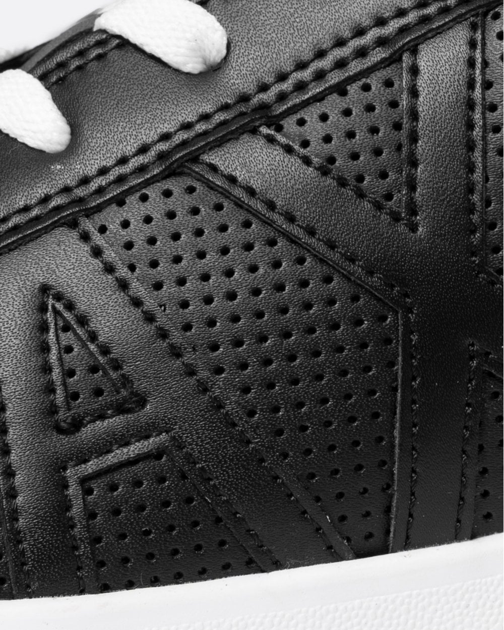 Armani Exchange Mens Perforated Leather Sneakers With AX Logo