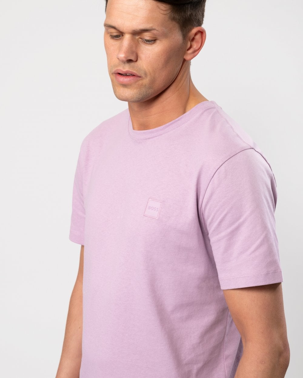 BOSS Orange Tales Mens Cotton-Jersey T-shirt With Logo Patch - Light/Pastel Purple 536