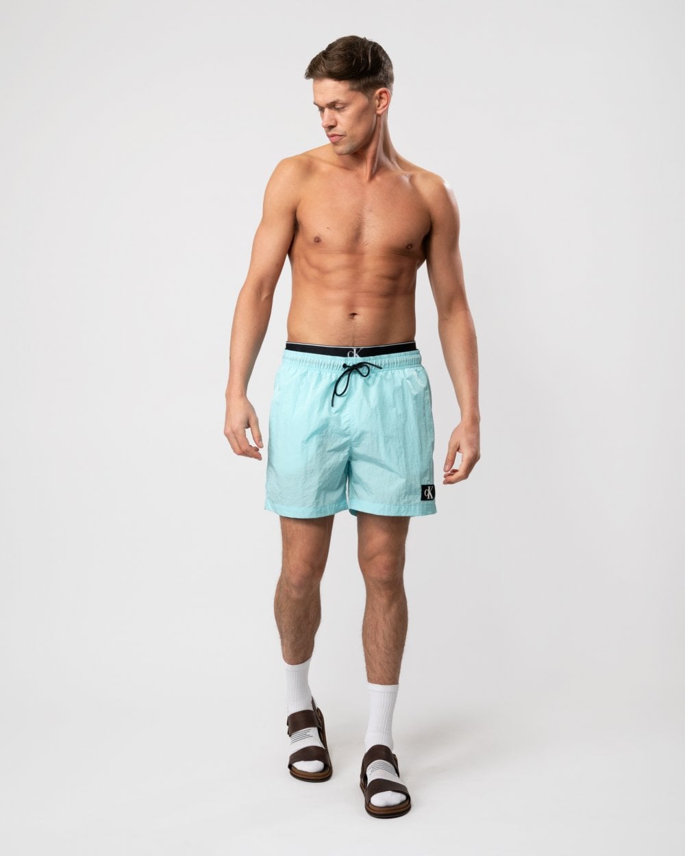 Calvin Klein Calvin Klein CKJ Monogram Nylon Mens Medium Double Waistband Swimshorts