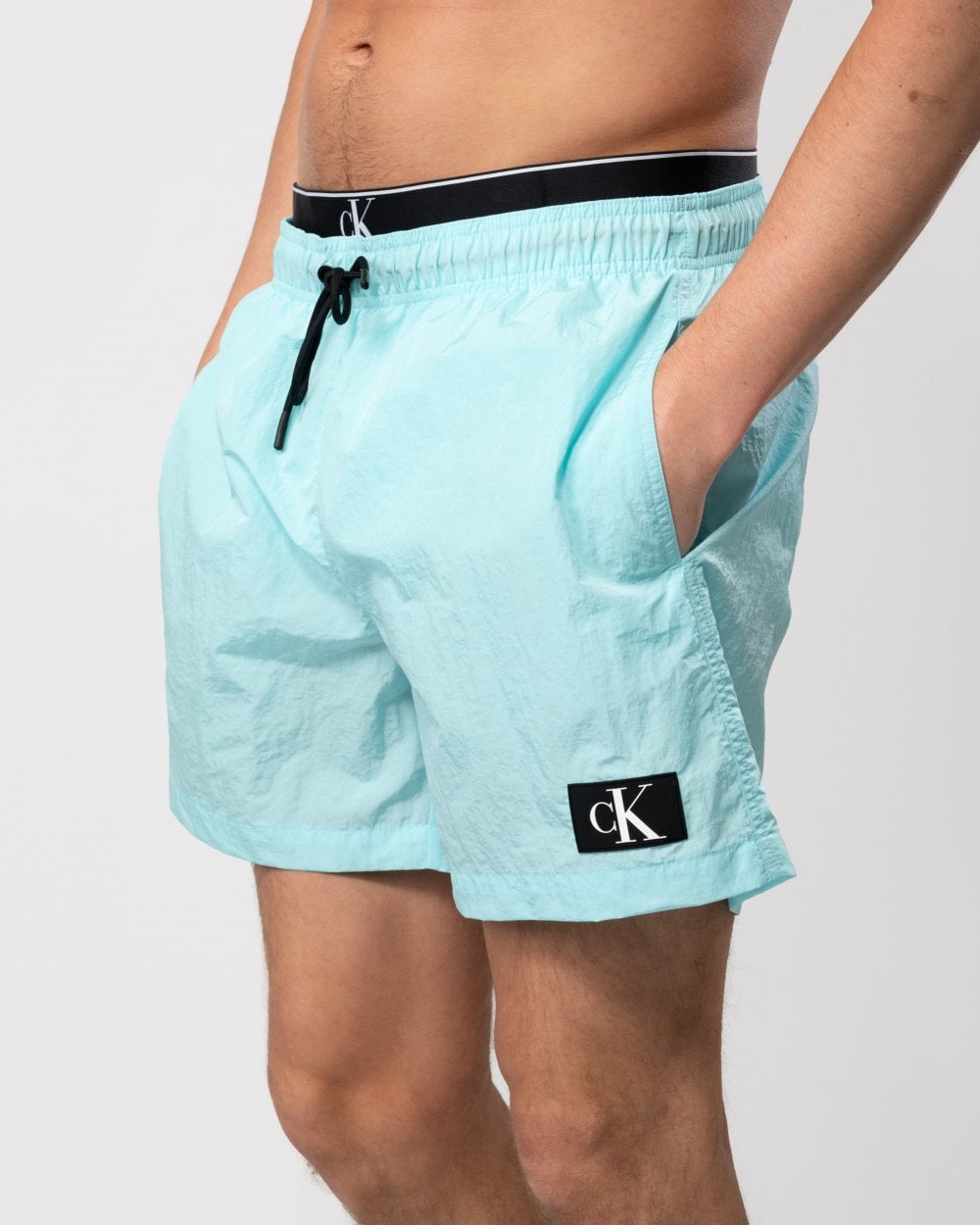 Calvin Klein Calvin Klein CKJ Monogram Nylon Mens Medium Double Waistband Swimshorts