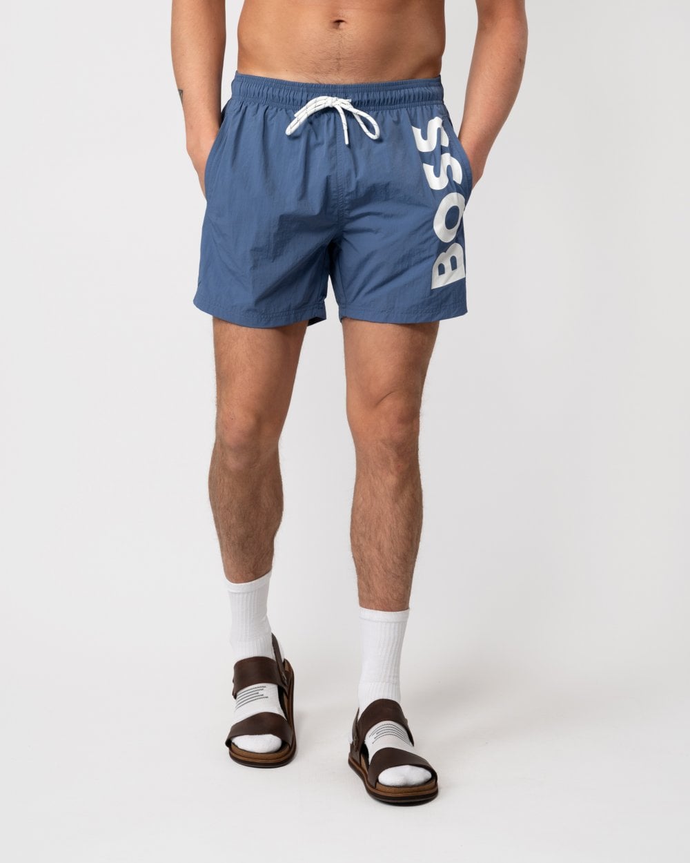 BOSS Orange Octopus Mens Quick-Drying Swim Shorts With Large Contrast Logo