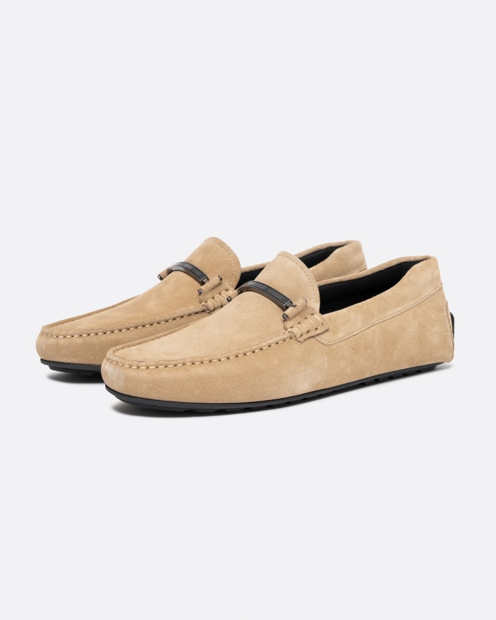BOSS Orange Noel Mens Suede Moccasins with Branded Hardware and Full Lining