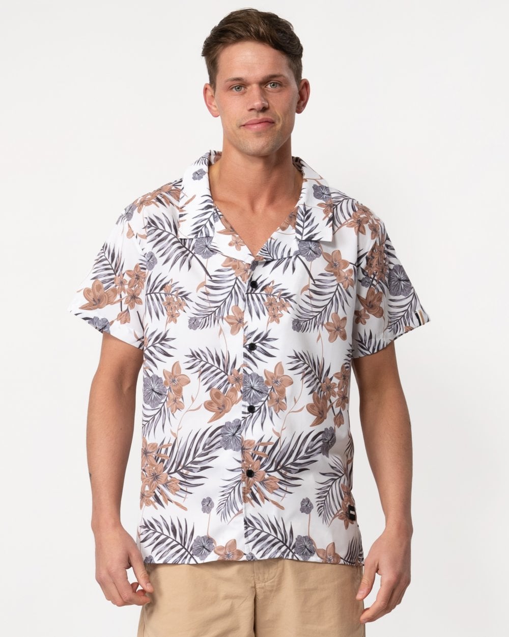 BOSS Orange Mens Short Sleeve Tropical Print Beach Shirt