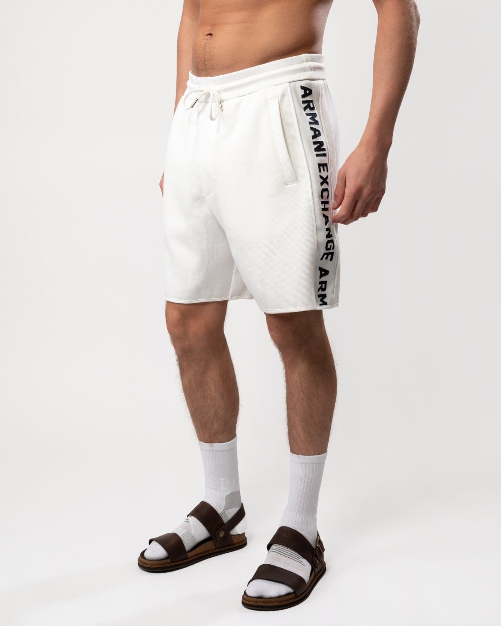 Armani Exchange Armani Exchange Mens Drawstring Shorts with Logo Tape