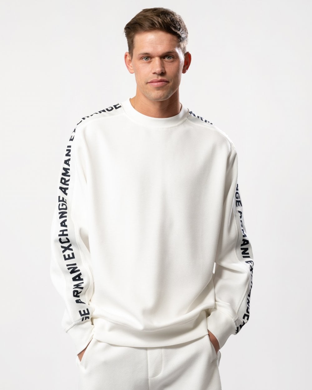 Armani Exchange Armani Exchange Mens Logo Tape Crew Neck Sweatshirt
