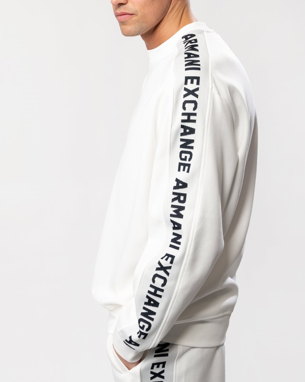 Armani Exchange Armani Exchange Mens Logo Tape Crew Neck Sweatshirt