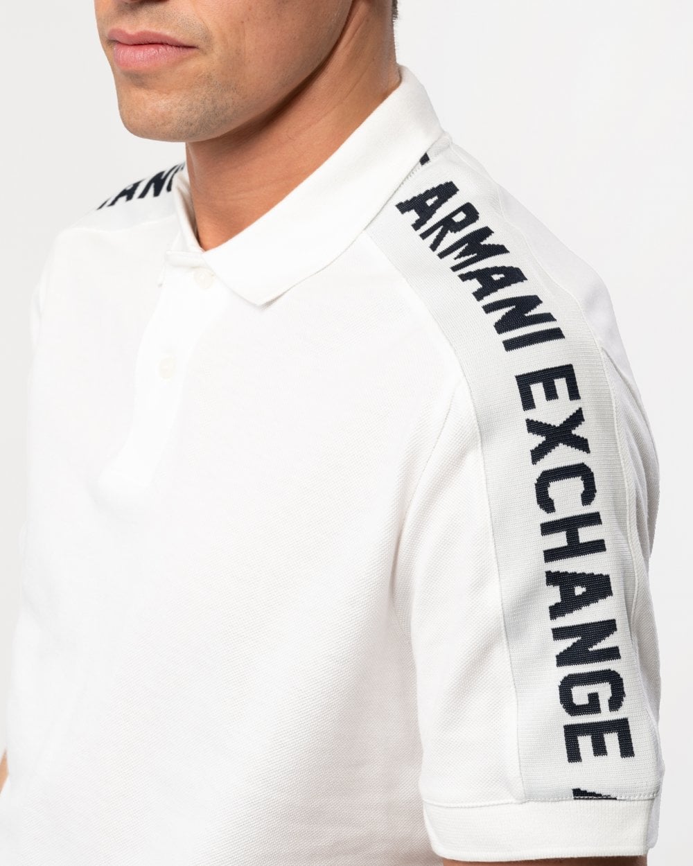 Armani Exchange Armani Exchange Mens Large Logo Tape Polo Shirt