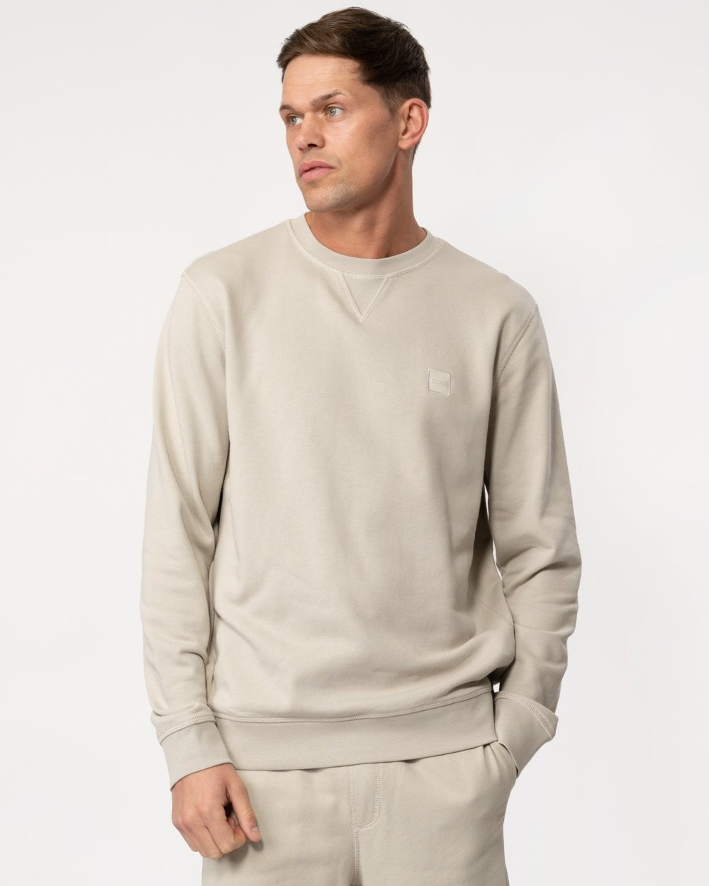 BOSS Orange Westart Mens Crew Neck Sweatshirt With Logo Patch