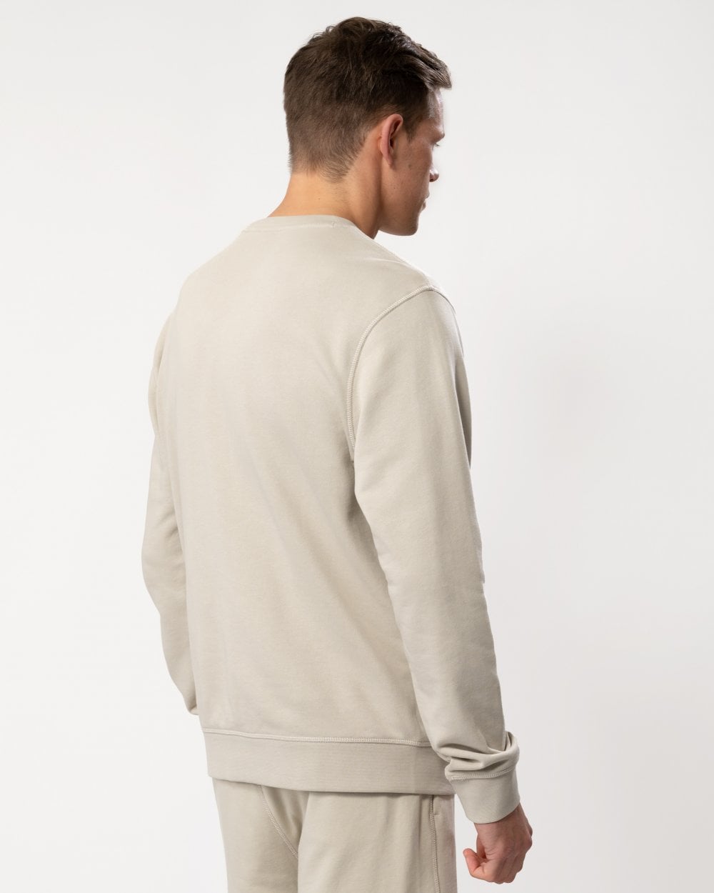 BOSS Orange Westart Mens Crew Neck Sweatshirt With Logo Patch - Light Beige 271