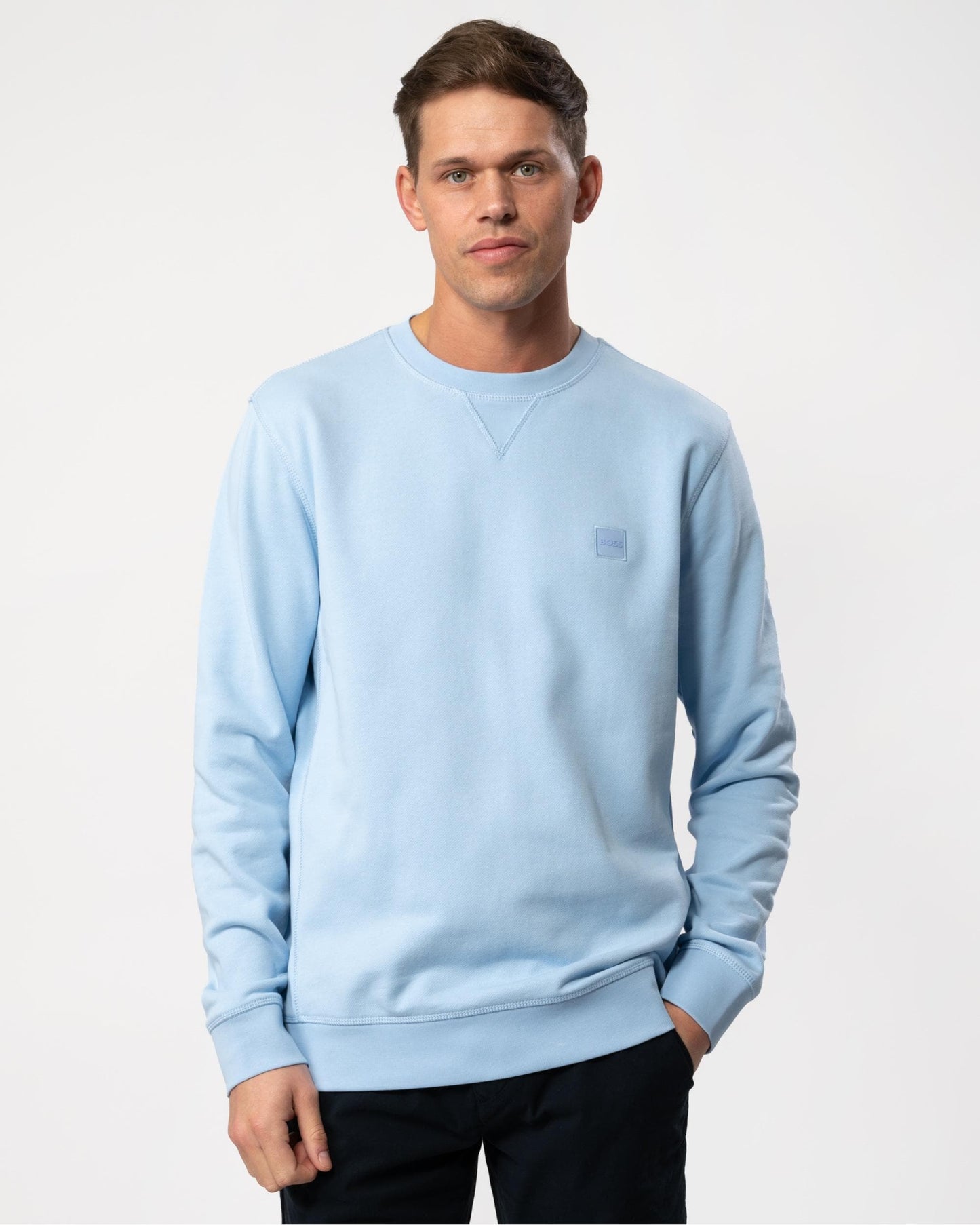 BOSS Orange Westart Mens Crew Neck Sweatshirt With Logo Patch