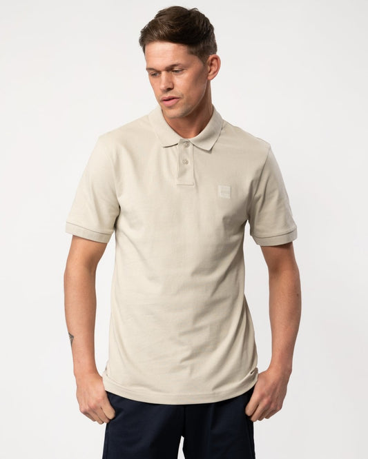 BOSS Orange Passenger Mens Stretch-Cotton Slim-Fit Polo Shirt with Logo Patch - Light Beige 271