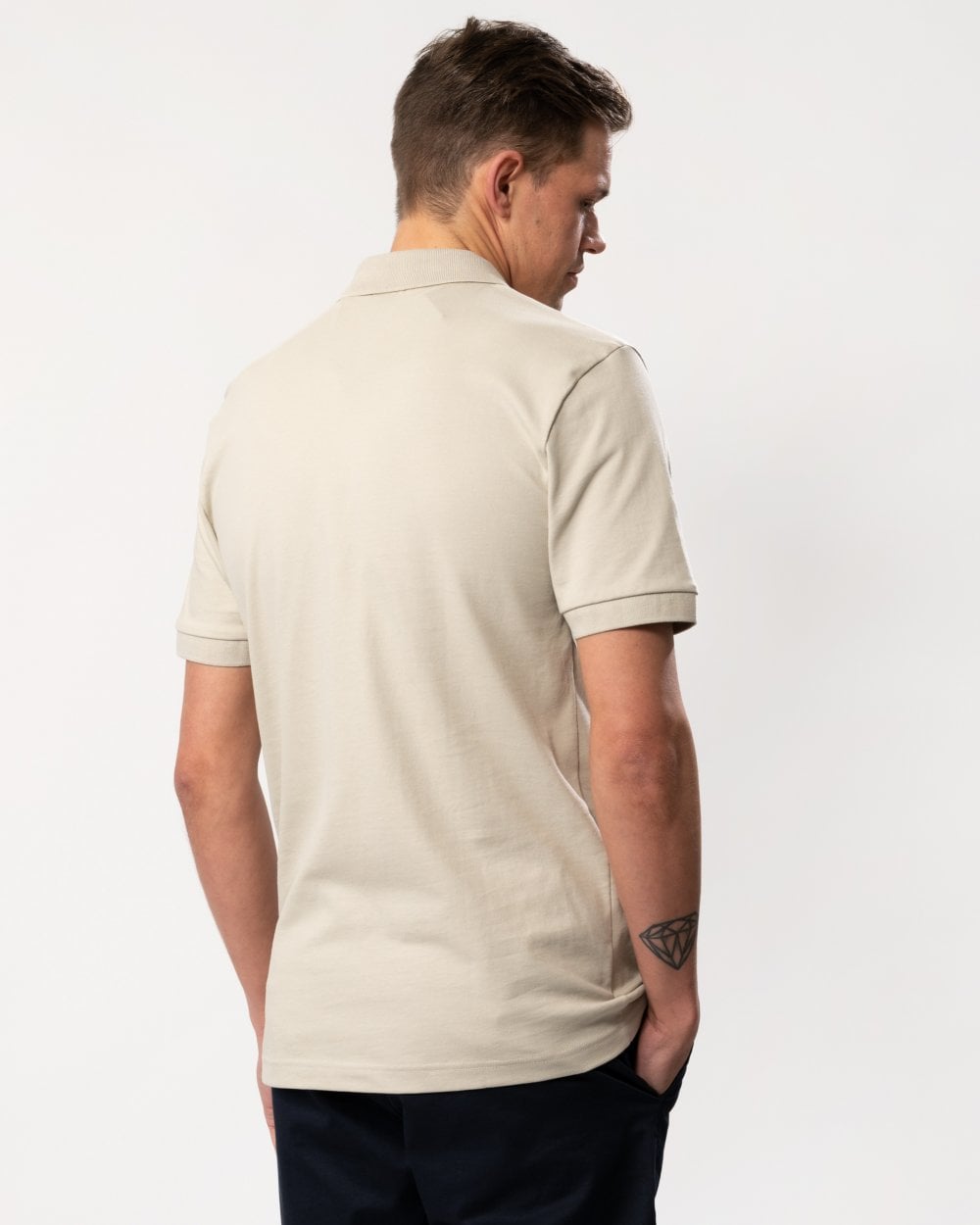 BOSS Orange Passenger Mens Stretch-Cotton Slim-Fit Polo Shirt with Logo Patch - Light Beige 271