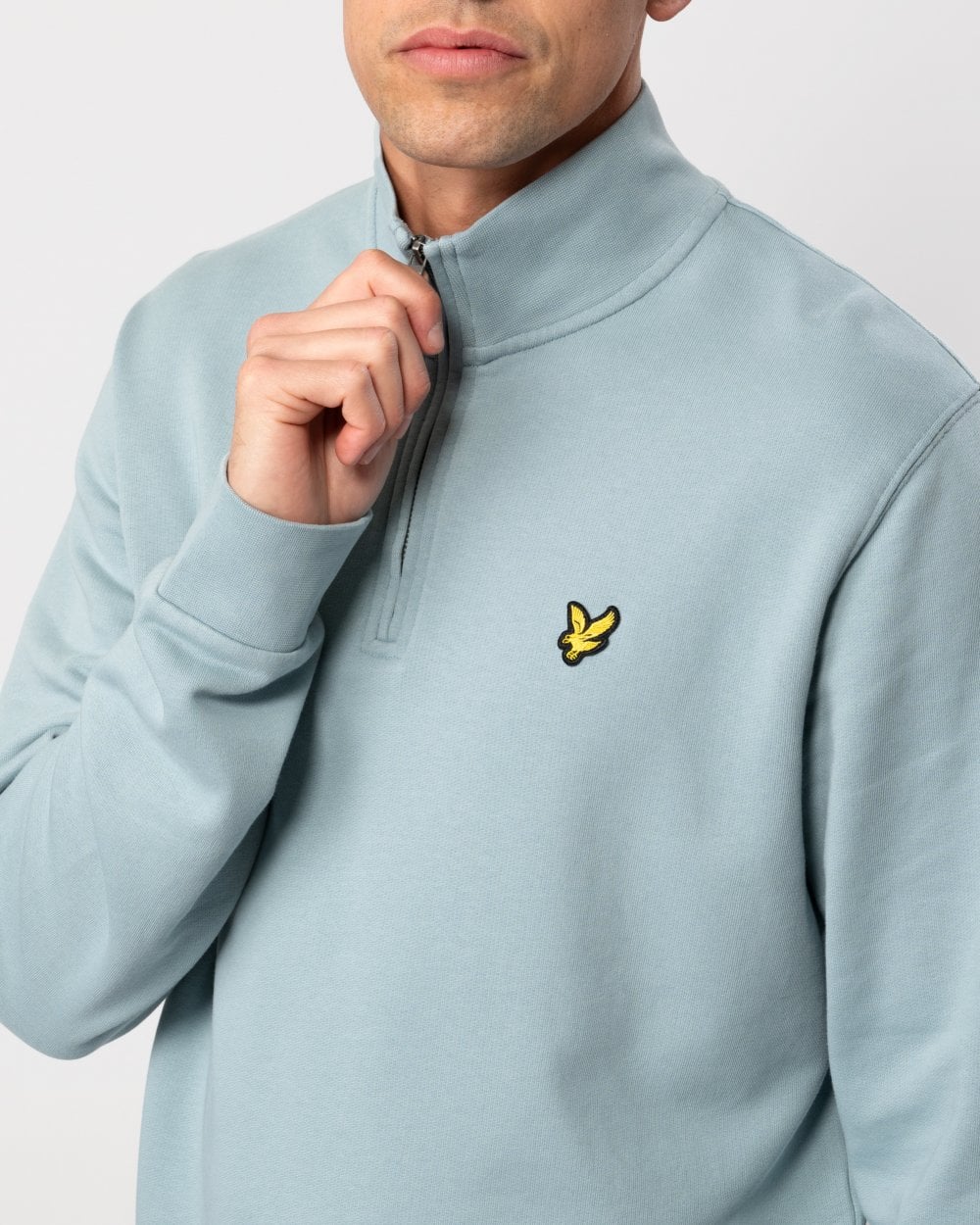 Lyle & Scott Mens Embroidered Quarter Zip Sweatshirt - A19 Slate Blue
