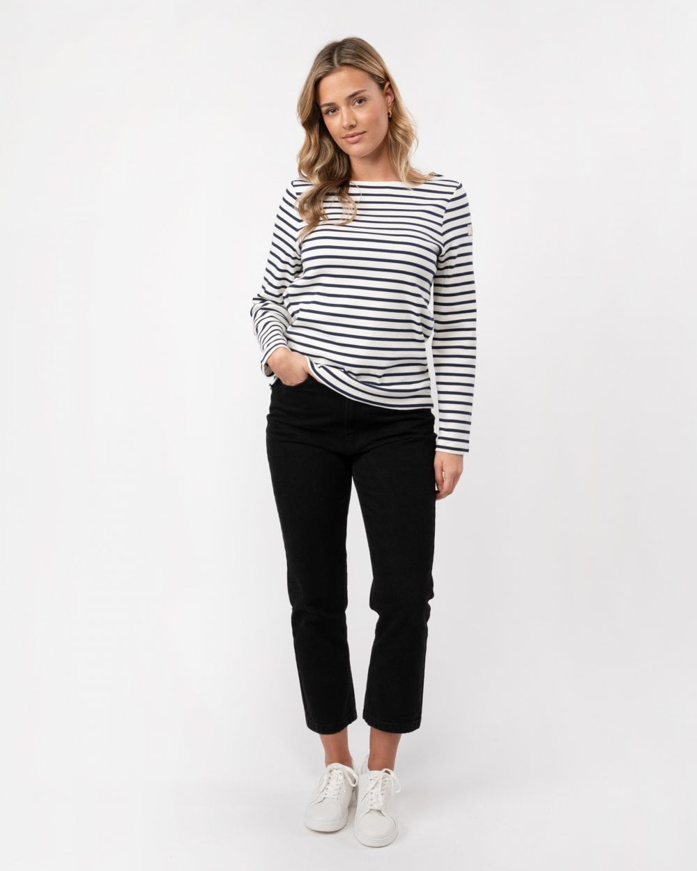 Joules New Harbour Womens Striped Breton Top - Navy Stripe
