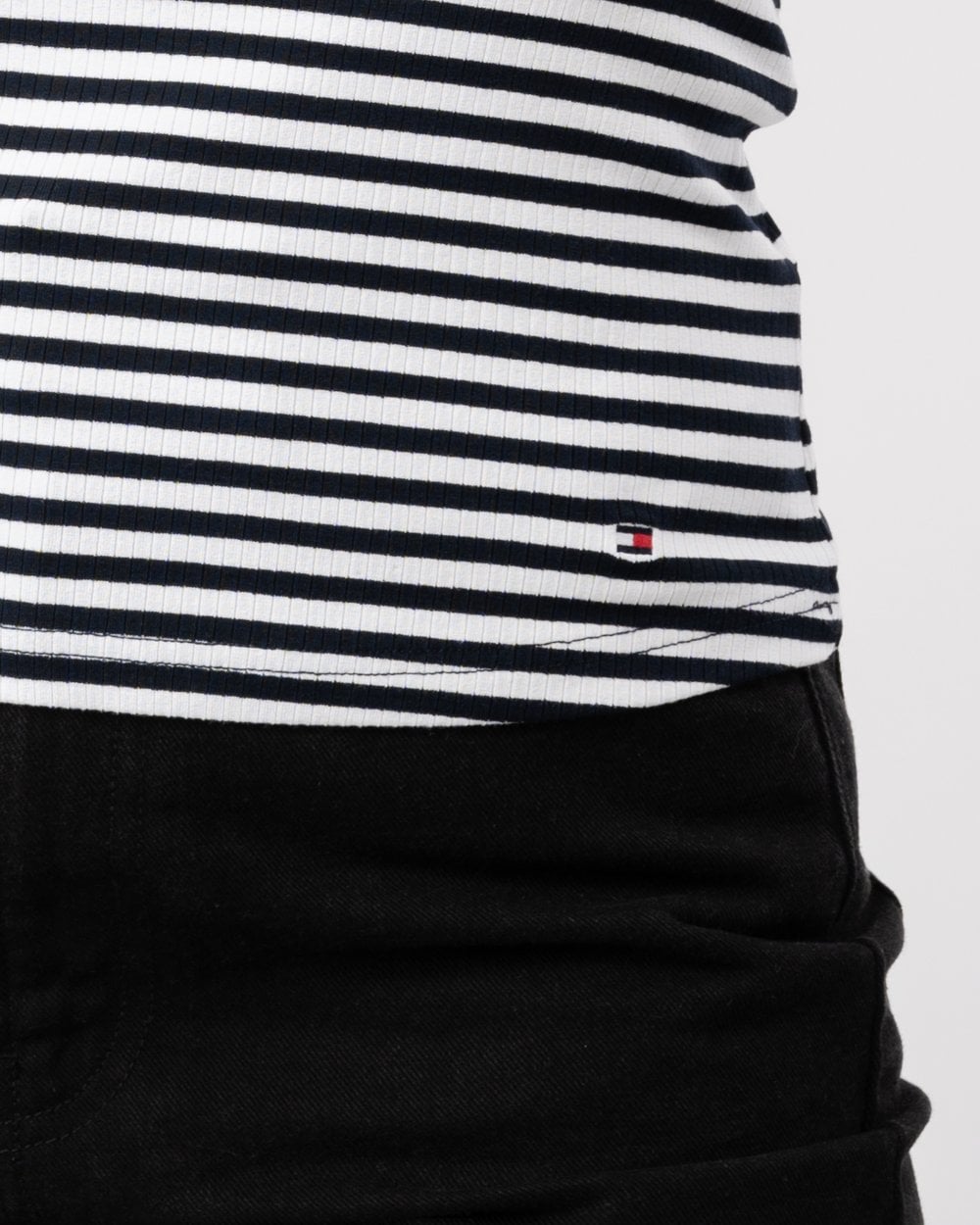 Tommy Hilfiger Stripe Rib Womens Slim Tank Top - Mini Stripe Desert Sky/White