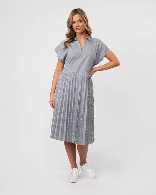 Tommy Hilfiger Ithaka Pleat Womens Midi Polo Dress