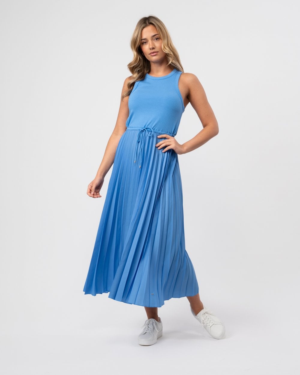 tommy hilfiger pleated dress 1985 Pleated Sleeveless Midi Polo Dress | Blue