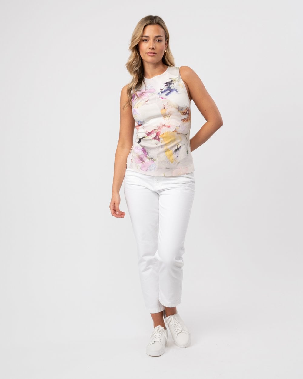 Ted Baker Aimley Womens Stitch Detail Printed Racer Top