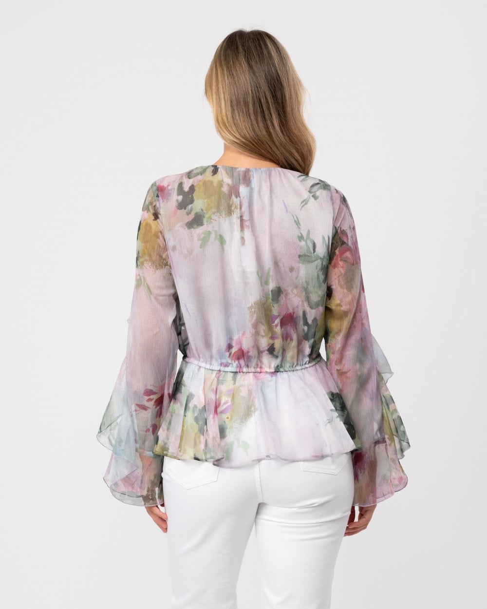 Ted Baker Sunnieh Womens Waterfall Ruffle Button Up Blouse