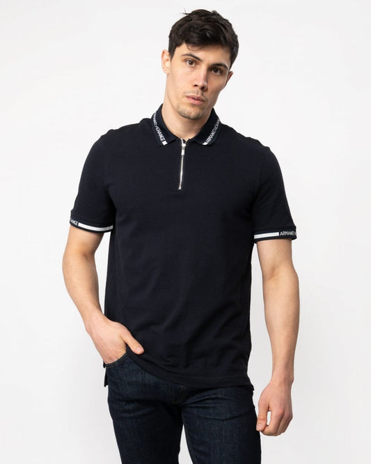 Armani Exchange Armani Exchange Mens Zip Neck Logo Tipping Polo