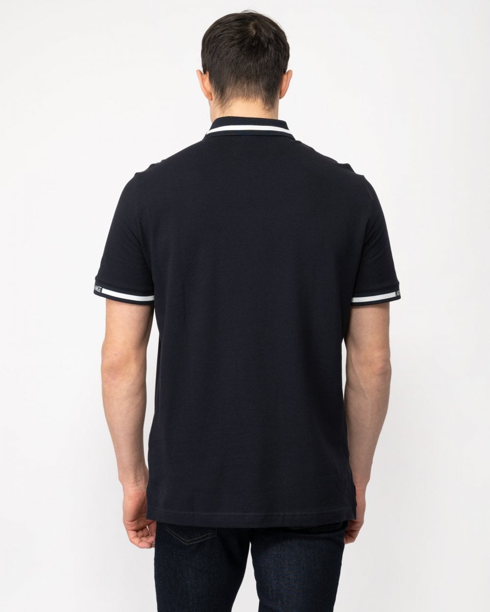 Armani Exchange Armani Exchange Mens Zip Neck Logo Tipping Polo
