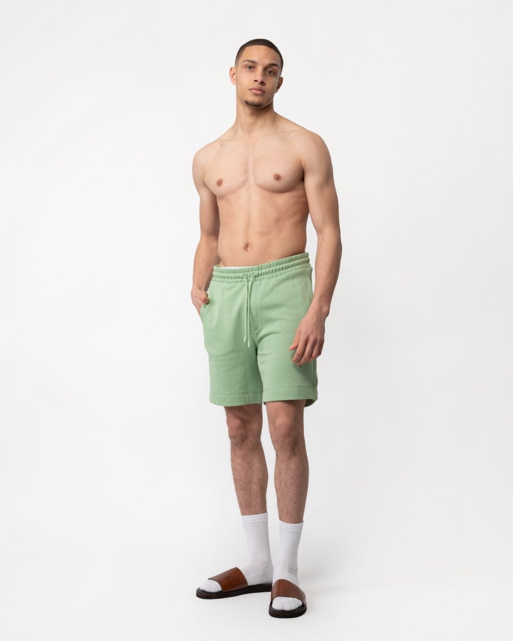 BOSS Orange Sewalk Mens Cotton-Terry Shorts With Logo Badge - Open Green 372