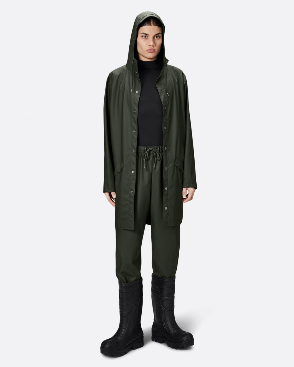 Rains Long Unisex Jacket - 03 Green