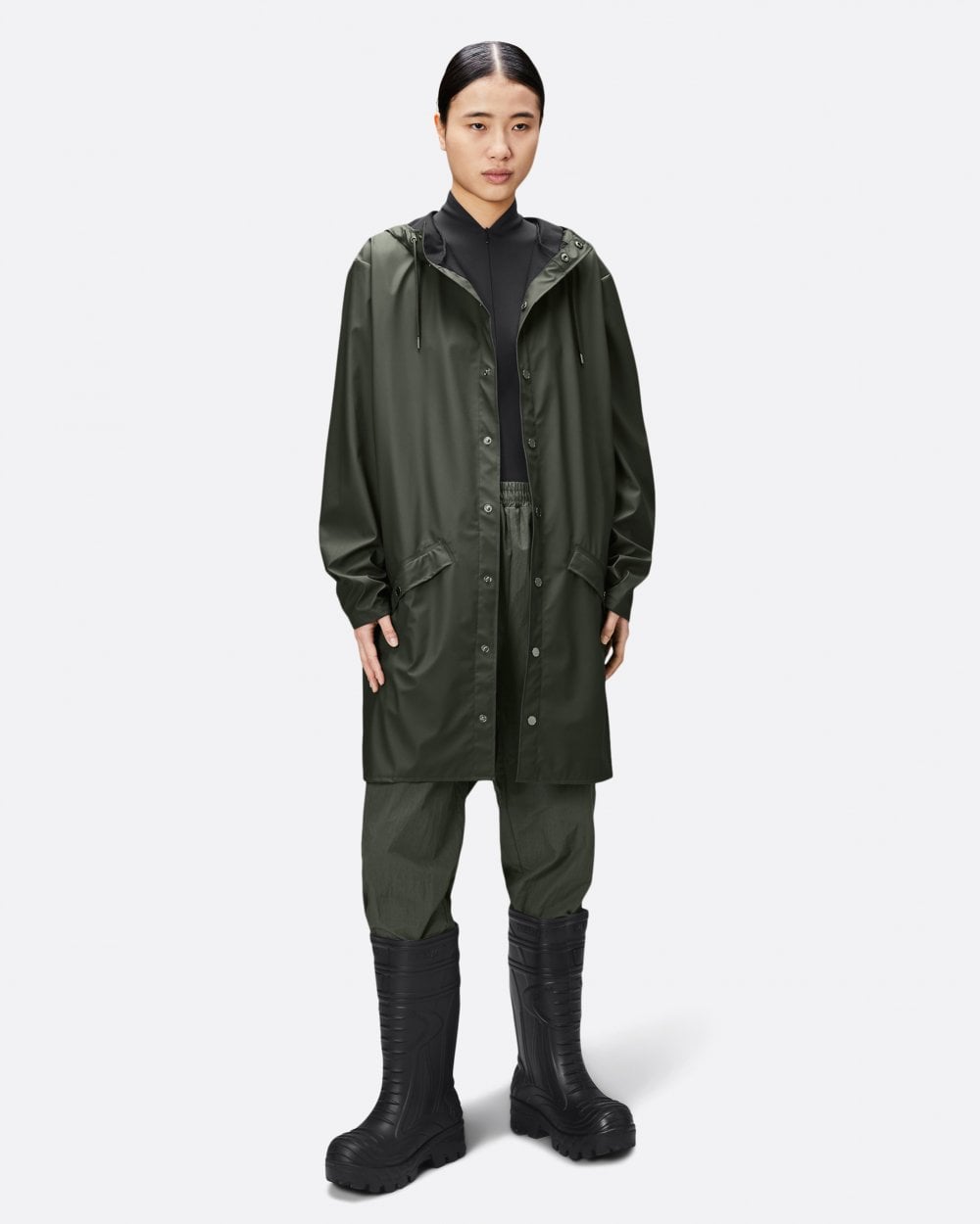 Rains Long Unisex Jacket - 03 Green