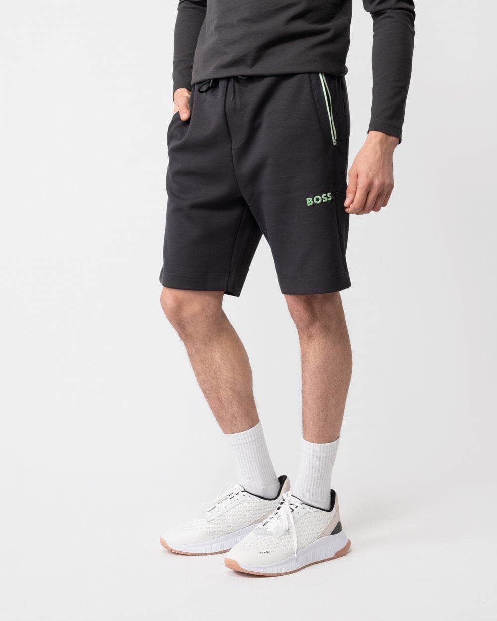 BOSS Green Headlo 1 Mens Cotton-Blend Shorts with 3D-Moulded Logo