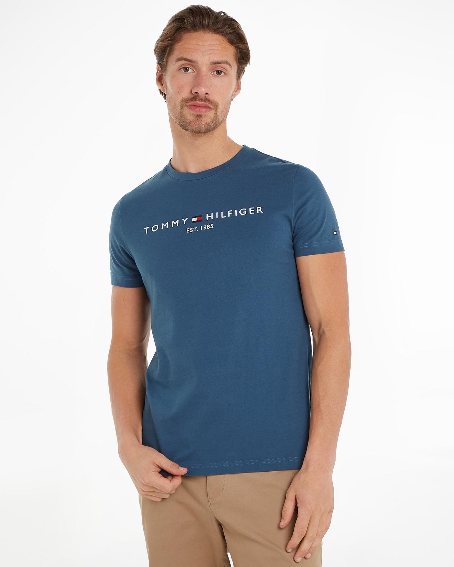 Tommy Hilfiger Tommy Logo Basic Mens T-Shirt - Aegean Sea