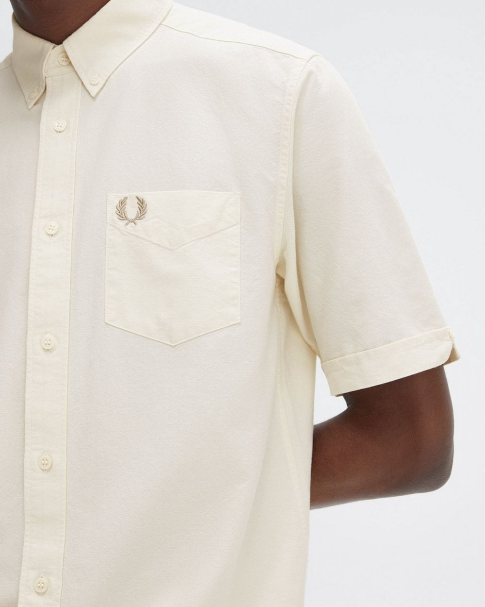 Fred Perry Mens Short Sleeve Oxford Shirt - Ecru 560